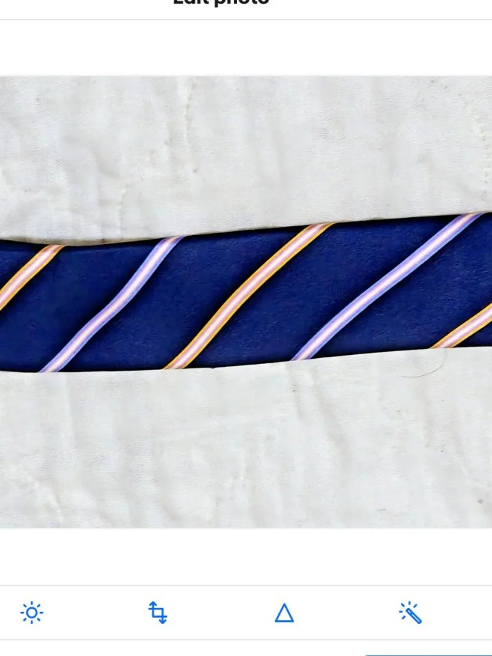 Dolcepunta Men's Silk Tie Navy Repp Stripe Thick Plush Handmade 3.5